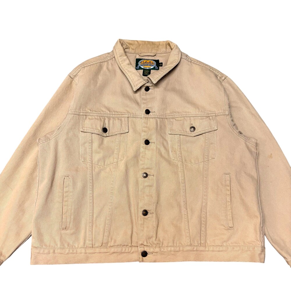 Cabela's Jacket Mens XL Beige Cotton Canvas Trucker Button Snap Outdoor Workwear